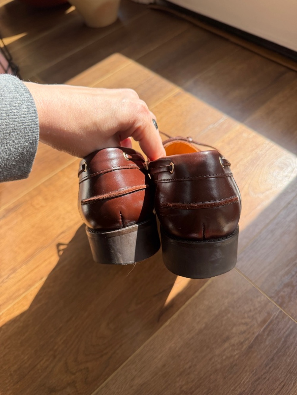 Sézane Brown Leather Lace-Up Boat Shoe Loafers - Picture 6 of 7